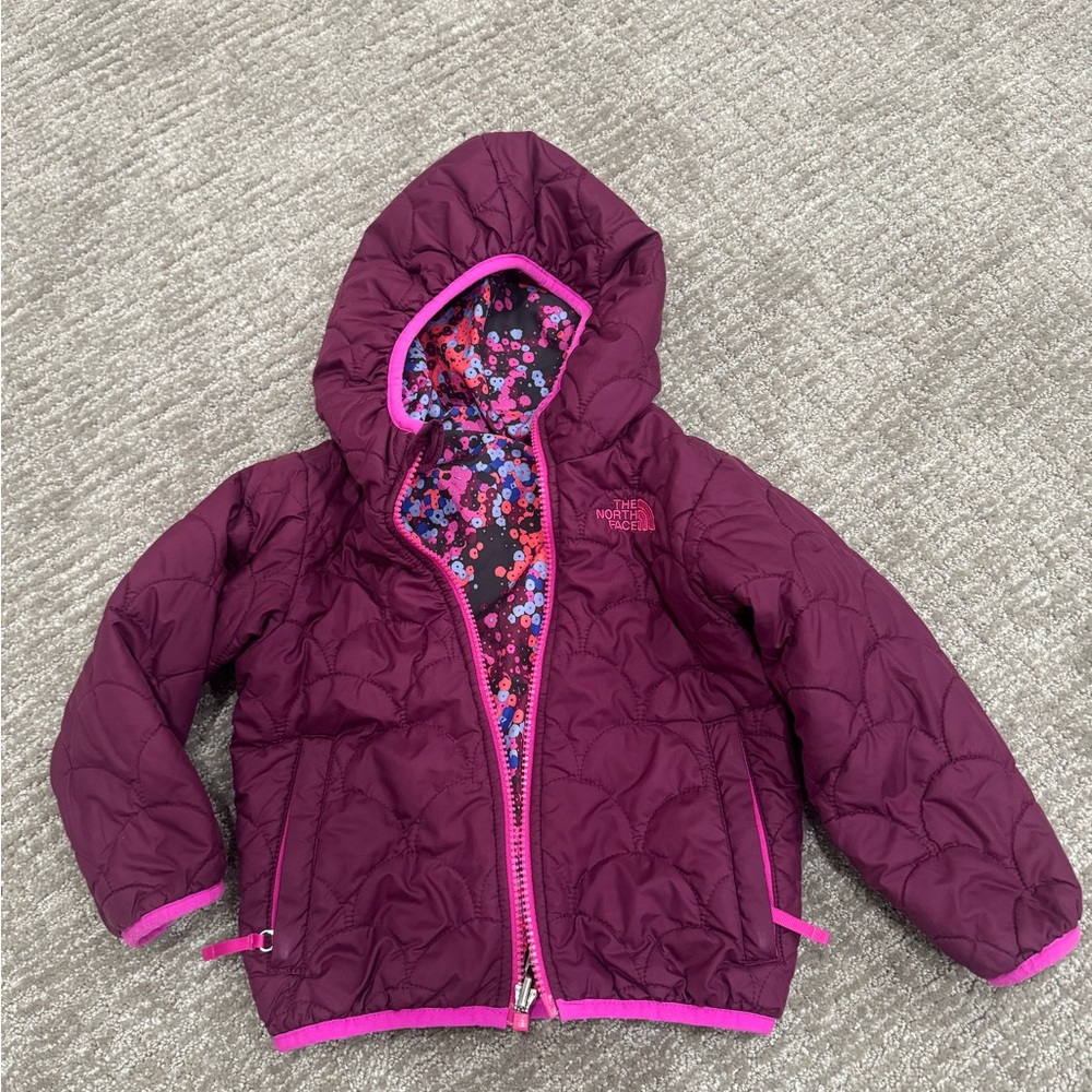 The North Face Burgundy Jacket with Pink Trim - toddler 2T